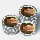 Megalosaurus-Dinosaurier, der in Richtung Ozean ge Pokerchips (Stapel)