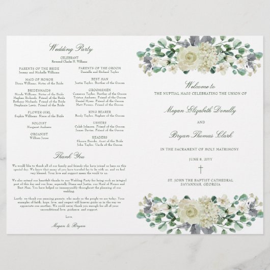 Megan Catholic Wedding Mass Zeremony Program (Vorderseite)