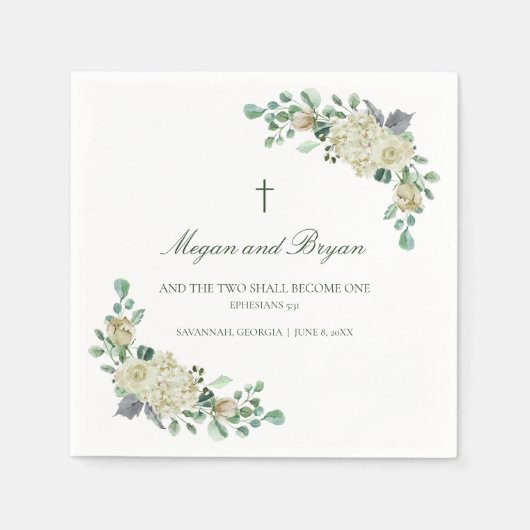 Megan Christlich Cross Greenerity Wedding Cocktail Serviette (Vorderseite)