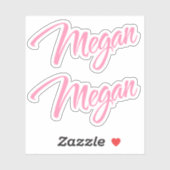 Megan Decorative Name in Pink x2 Aufkleber (Blatt)