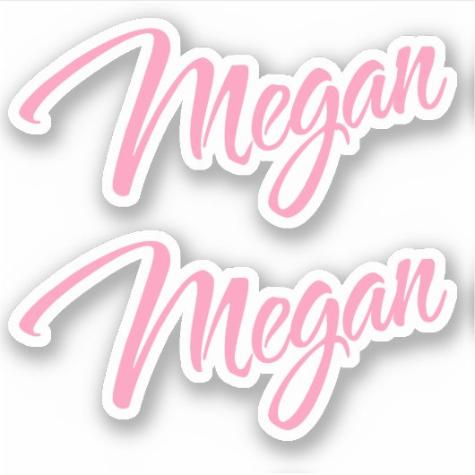 Megan Decorative Name in Pink x2 Aufkleber (Vorderseite)