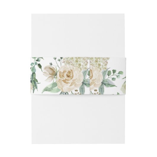 Megan Elegant Greenerity Rose Monogram Wedding Einladungsbanderole (Rückseitenbeispiel)