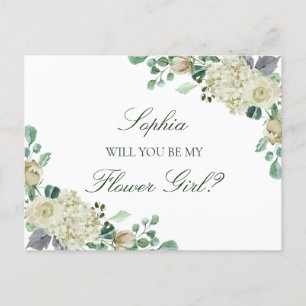 Megan Greenery Flower Girl Bridesmaid Vorschlag Einladungspostkarte
