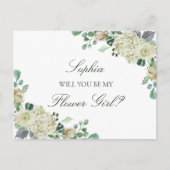 Megan Greenery Flower Girl Bridesmaid Vorschlag Einladungspostkarte (Vorderseite)