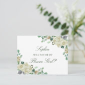 Megan Greenery Flower Girl Bridesmaid Vorschlag Einladungspostkarte (Stehend Vorderseite)