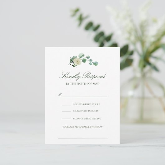 Megan Simple Elegant Song Request Wedding RSVP (Stehend Vorderseite)
