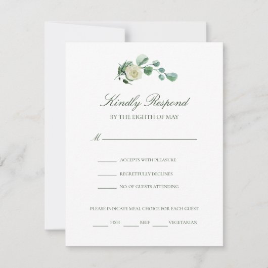 Megan Simple Elegante Meal Choice Wedding RSVP Karte (Vorderseite)