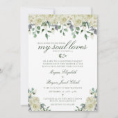 Megan White Blume & Greenery Katholische Hochzeit Einladung (Vorderseite)