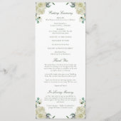 Megan White Floral Elegante Hochzeitsfeier Programm (Rückseite)