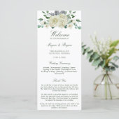 Megan White Floral Greenerity Wedding Programm (Stehend Vorderseite)
