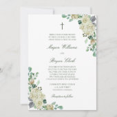 Megan White Roses Greenerity Christlich Wedding Einladung (Vorderseite)