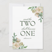 Megan White Roses Greenerity Christlich Wedding Einladung (Rückseite)