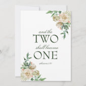 Megan White Roses Greenerity Christlich Wedding Einladung (Rückseite)