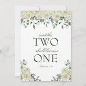 Megan White Roses & Greenerity Katholische Hochzei Einladung (Rückseite)