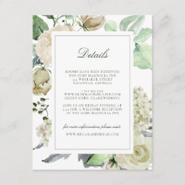 Megan White Roses Greenerity Wedding Gastdetails Begleitkarte