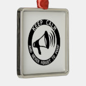 Megaphon: Behalt ruhig und vergiss nie. Silbernes Ornament (Rechts)