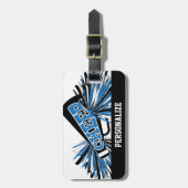 Megaphon, Blue, White und Black Cheerleader Gepäckanhänger (Vorderseite vertikal)