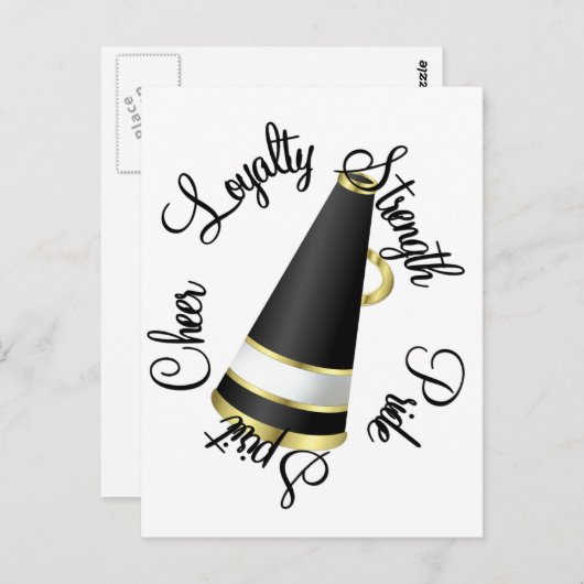 Megaphone Cheer in Black Postkarte (Vorne/Hinten)