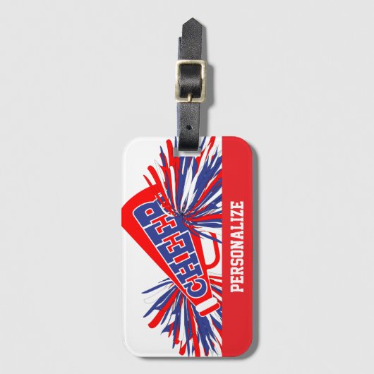 Megaphone, Red, White und Blue Cheerleader Gepäckanhänger (Vorderseite Vertikal)