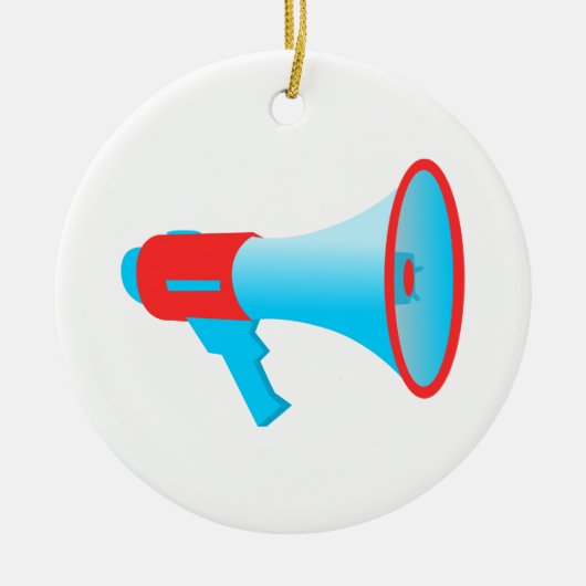 Megaphone Rot und Blau Keramik Ornament (Vorne)