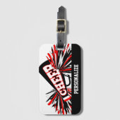 Megaphone, Rot, Weiß und Schwarz Gepäckanhänger (Vorderseite Vertikal)