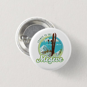 Megève Frankreich Ski Logo Button