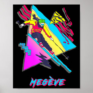 Megeve Retro-Ski-Design mit abstraktem Muster Poster