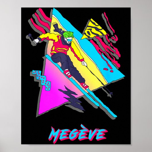 Megeve Retro-Ski-Design mit abstraktem Muster Poster (Vorne)
