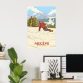 Megeve Snowboarden Reiseplakat Poster (Heimbüro)