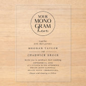 MEGHAN Elegante Einfache Chic Monogram-Hochzeit Acryleinladungen (Vorderseite)