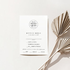 MEGHAN Monogram Boho Schwarz-weiß Wedding RSVP Car Karte