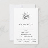 MEGHAN Monogram Boho Schwarz-weiß Wedding RSVP Car Karte (Vorderseite)