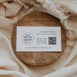 MEGHAN Monogram QR Schwarz-weiß Wedding RSVP Cards Begleitkarte