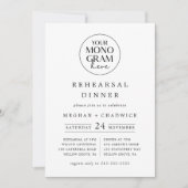 MEGHAN Monogram Schwarz-weiß Boho Probe Abendessen Einladung (Vorderseite)