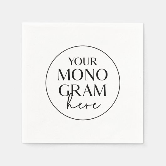 MEGHAN Monogram Schwarz-weiß Einfache Hochzeit Serviette (Vorderseite)