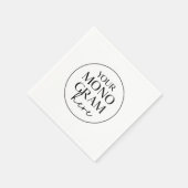 MEGHAN Monogram Schwarz-weiß Einfache Hochzeit Serviette (Ecke)