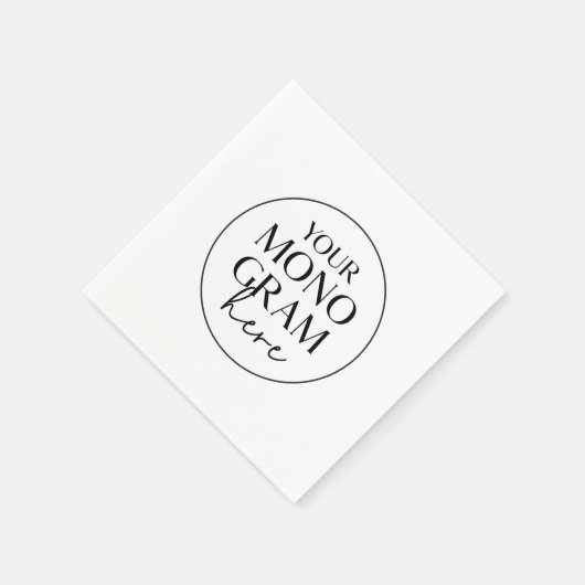 MEGHAN Monogram Schwarz-weiß Einfache Hochzeit Serviette (Ecke)
