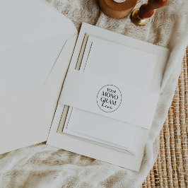 MEGHAN Monogram Schwarz-weiß Modern Simple Wedding Einladungsbanderole