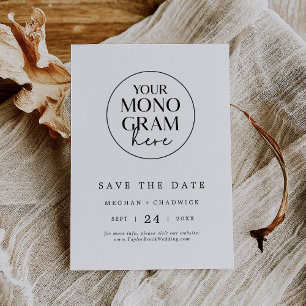 MEGHAN Monogram Schwarz-weiß Moderne Hochzeit Save The Date