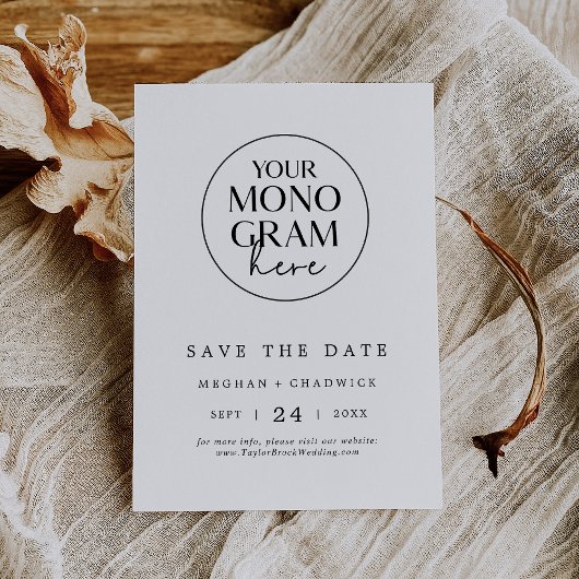 MEGHAN Monogram Schwarz-weiß Moderne Hochzeit Save The Date