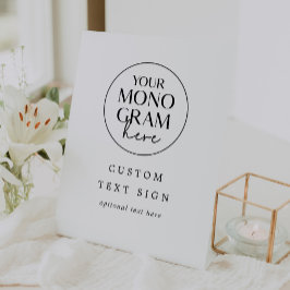 MEGHAN Monogram Schwarz-weiß Moderne Hochzeit Sockelschild