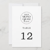 MEGHAN Monogram Schwarz-weiße Hochzeitshilfen Tisc Einladung (Rückseite)