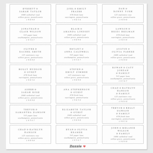 MEGHAN Schwarz-weiß Wedding Guest Address Labels (Blatt)