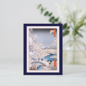 Meguro Drum Bridge Hiroshige Japanische Kunst Postkarte (Stehend Vorderseite)