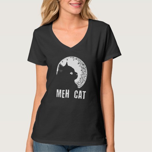 Meh Cat  Cat  Humor Kitten Introvert Cat Mom T-Shirt (Vorderseite)