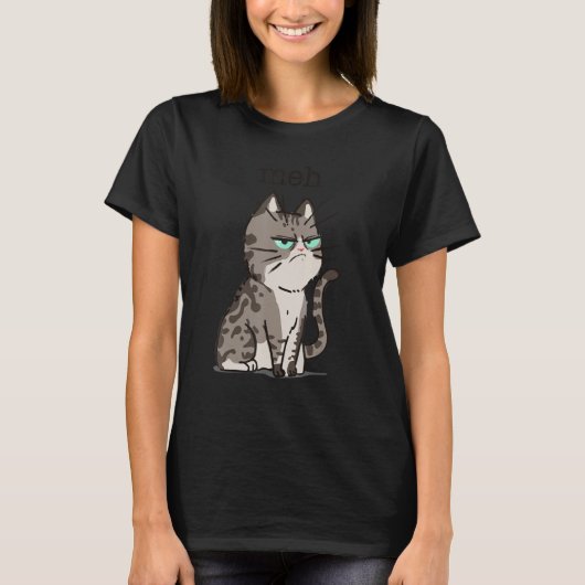 Meh Cat Feline Kitten Adorable Kitty T-Shirt (Vorderseite)