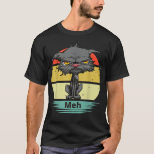 Meh Cat Funny gelangweilte Katze mit gelben Augen T-Shirt