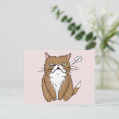 Meh Funny Grumpy Cat Zeichnend Postkarte (Stehend Vorderseite)