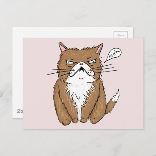 Meh Funny Grumpy Cat Zeichnend Postkarte (Vorne/Hinten)