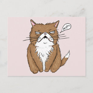 Meh Funny Grumpy Cat Zeichnend Postkarte